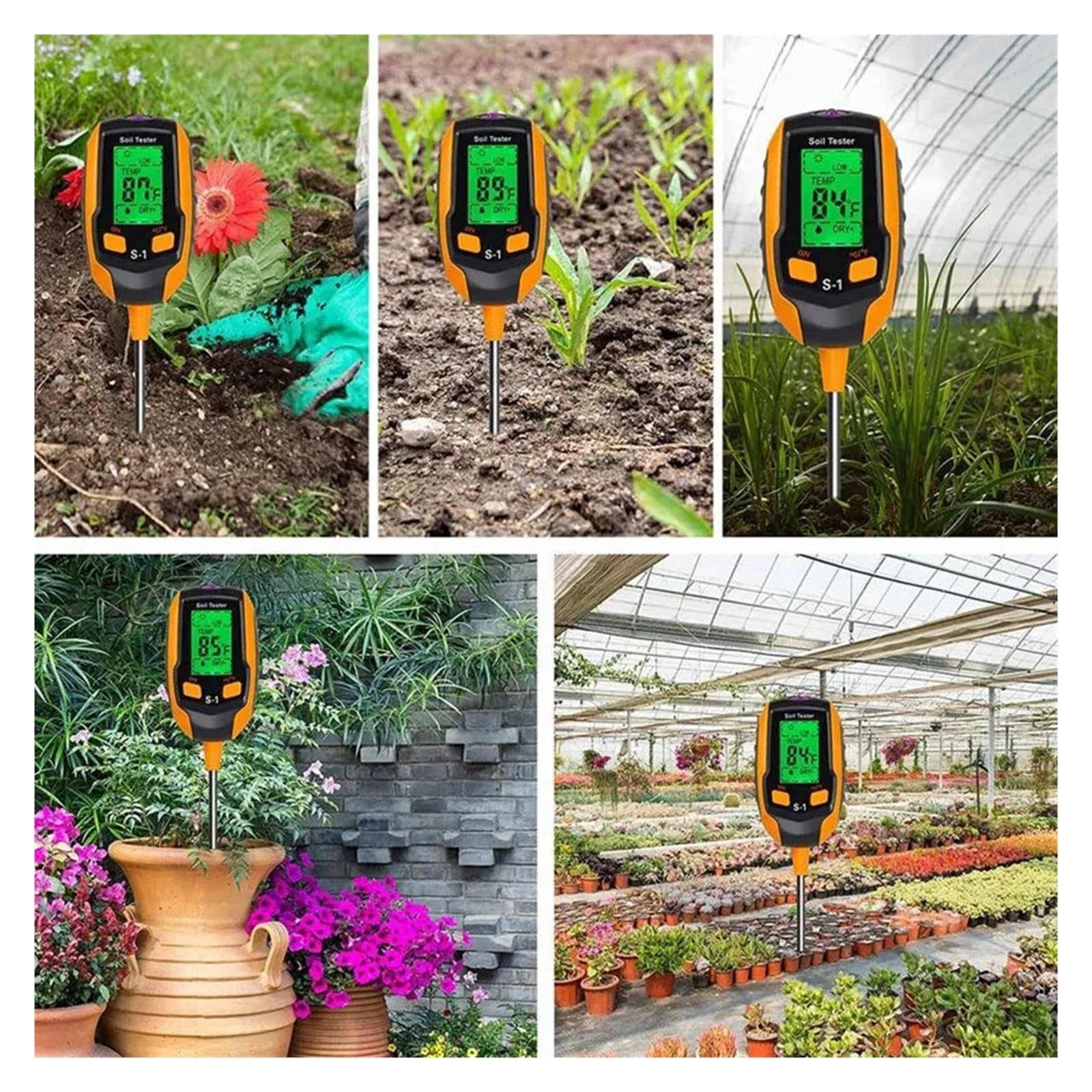 Medidor de humedad del suelo Medidor De PH Del Suelo, Medidor De Humedad Del Suelo 4 En 1, Medidor De Humedad De Plantas Digital Con PH/temperatura/luz, Medidor De Humedad Del Suelo Fiable y Preciso