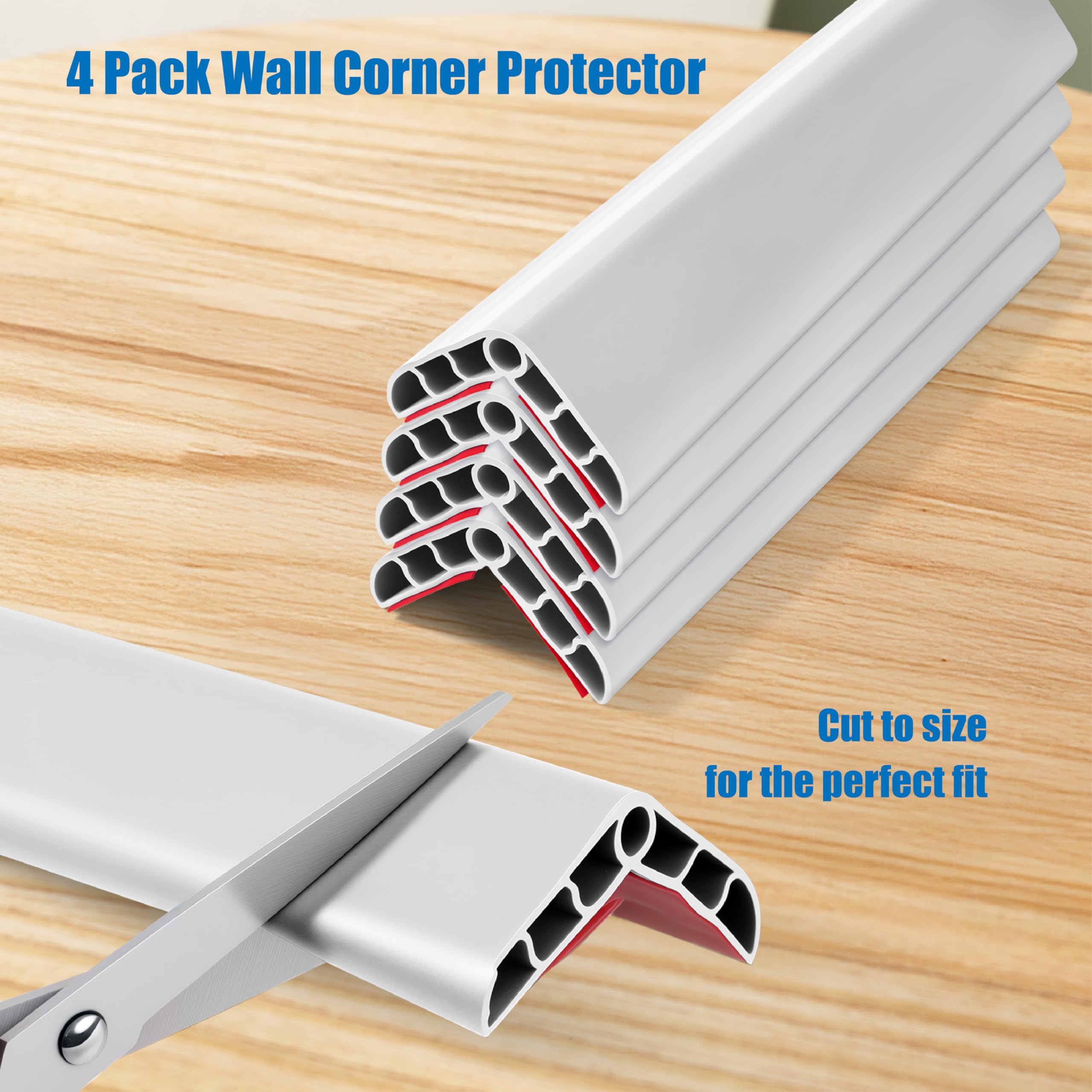 Paquete de 4 protectores de esquina de pared, 1.57 x 1.57 x 23.6 x 0.27 pulgadas, protectores de esquina suaves a prueba de bebés para bordes afilados, protectores de esquina autoadhesivos para el