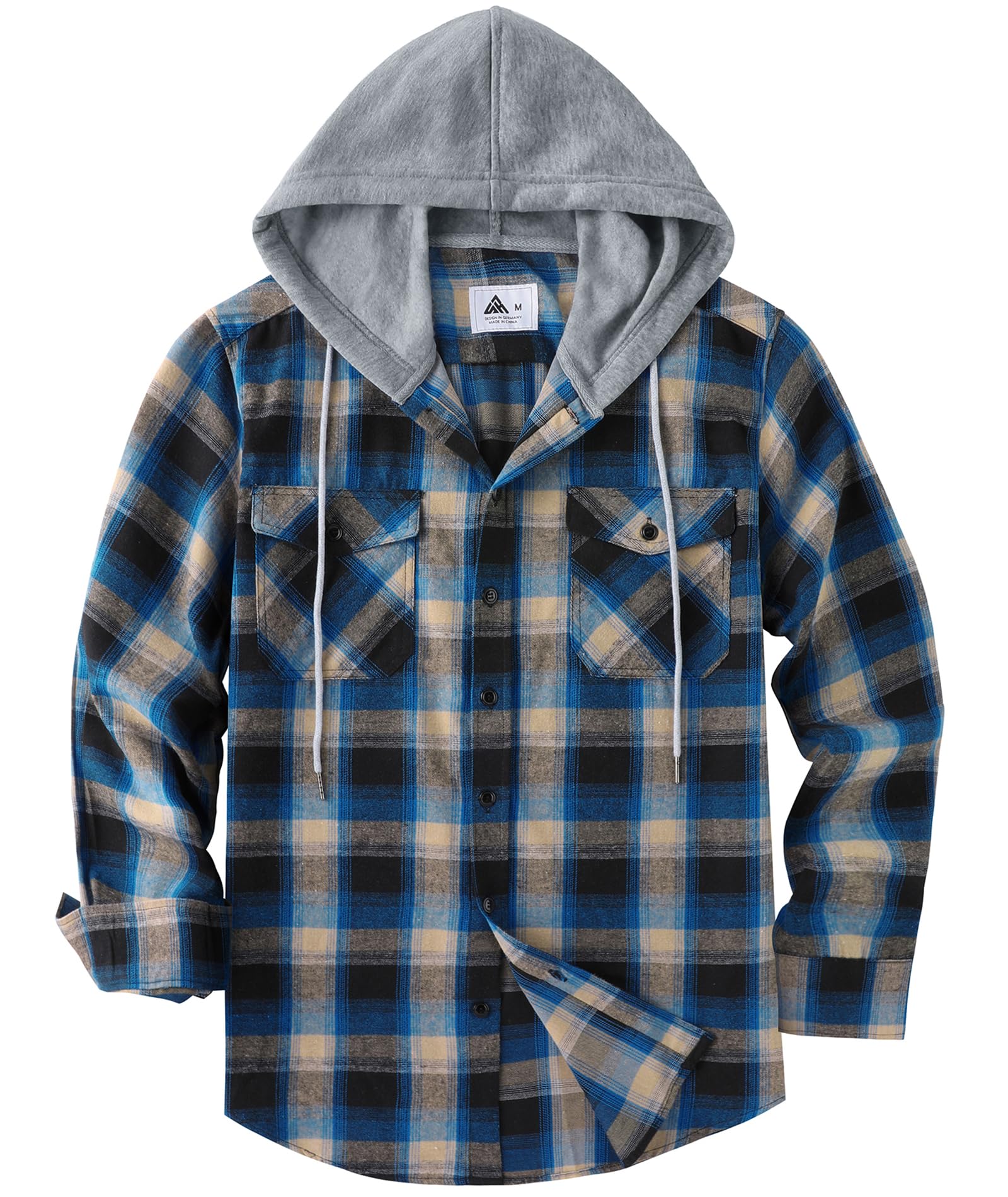 SwissWell Camisa a Cuadros Hombre Camisa de Franela para Hombre Sudaderas de Leñador de Manga Larga Exteriore Camisa Casual con Capucha M-3XL