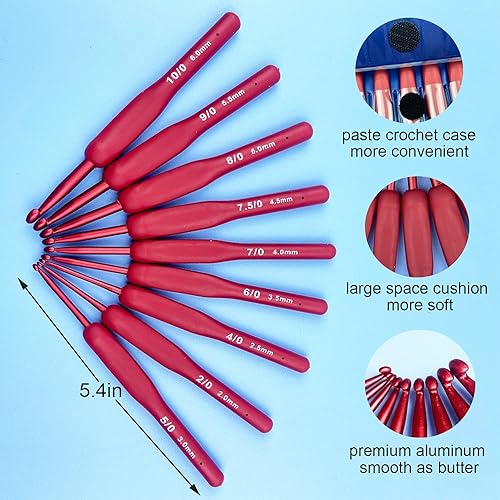 Miniatura 3 de Juego de ganchos ergonómicos de ganchillo, agujas de ganchillo de silicona para manos artríticas, asas de ganchillo de agarre suave de alta calidad