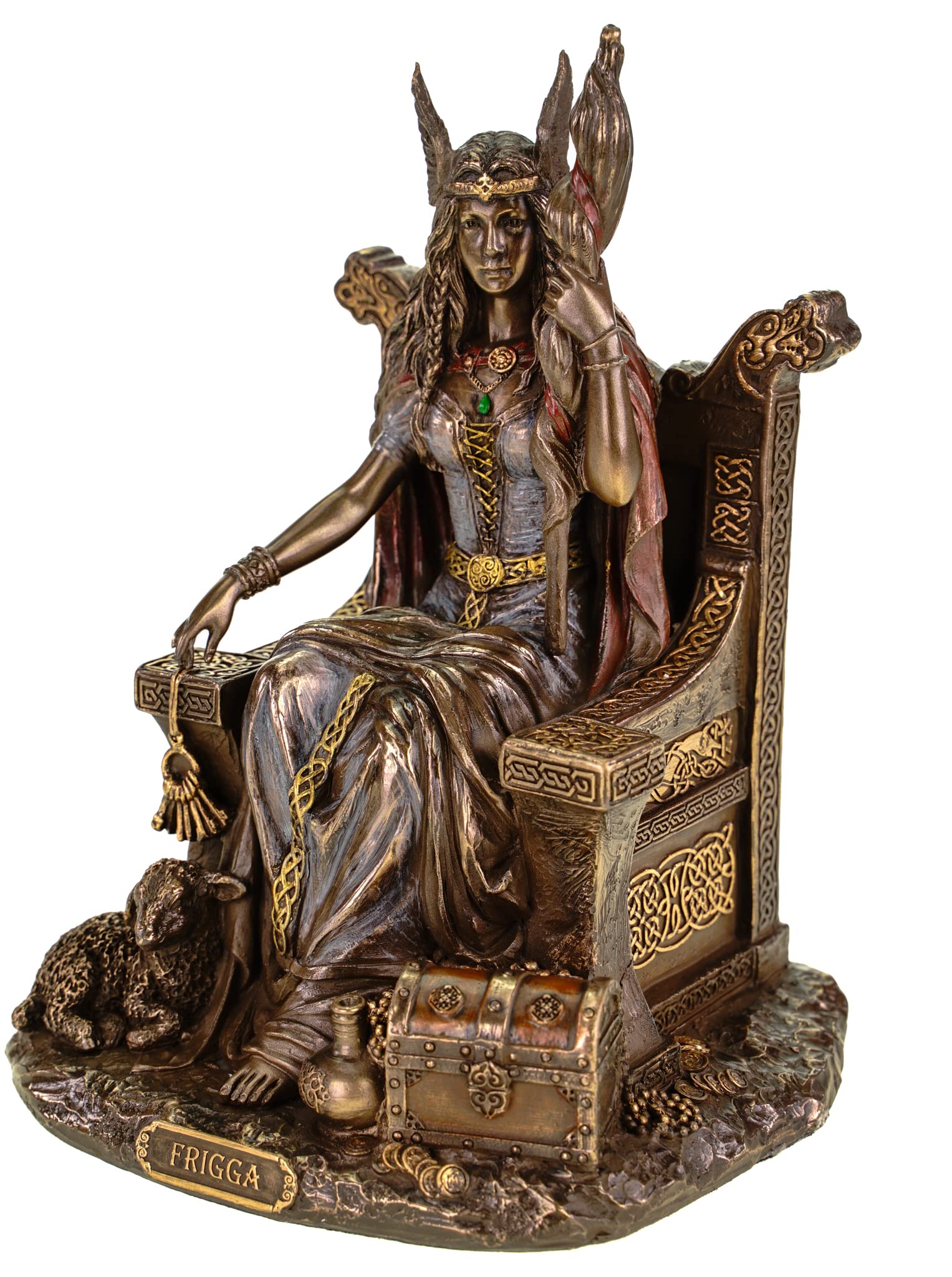 Veronese 708-7432 Germanische Göttin Frigga Frau Odins Thron Frigg Odin bronziert Figur