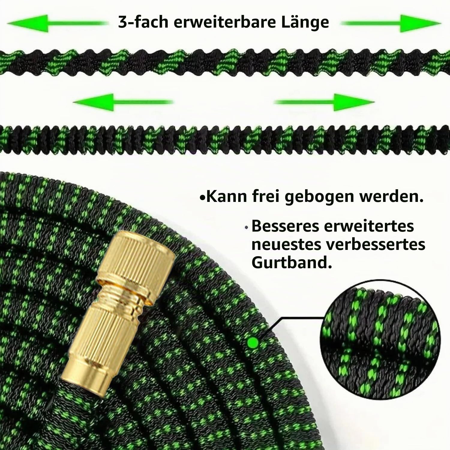 Erweiterbarer Gartenschlauch 100ft, Schlauchrohre für Garten, Erweiterbare Wasserschläuche mit 10 Funktionsdüsen, Einfache Lagerung Gartenschlauchrohr
