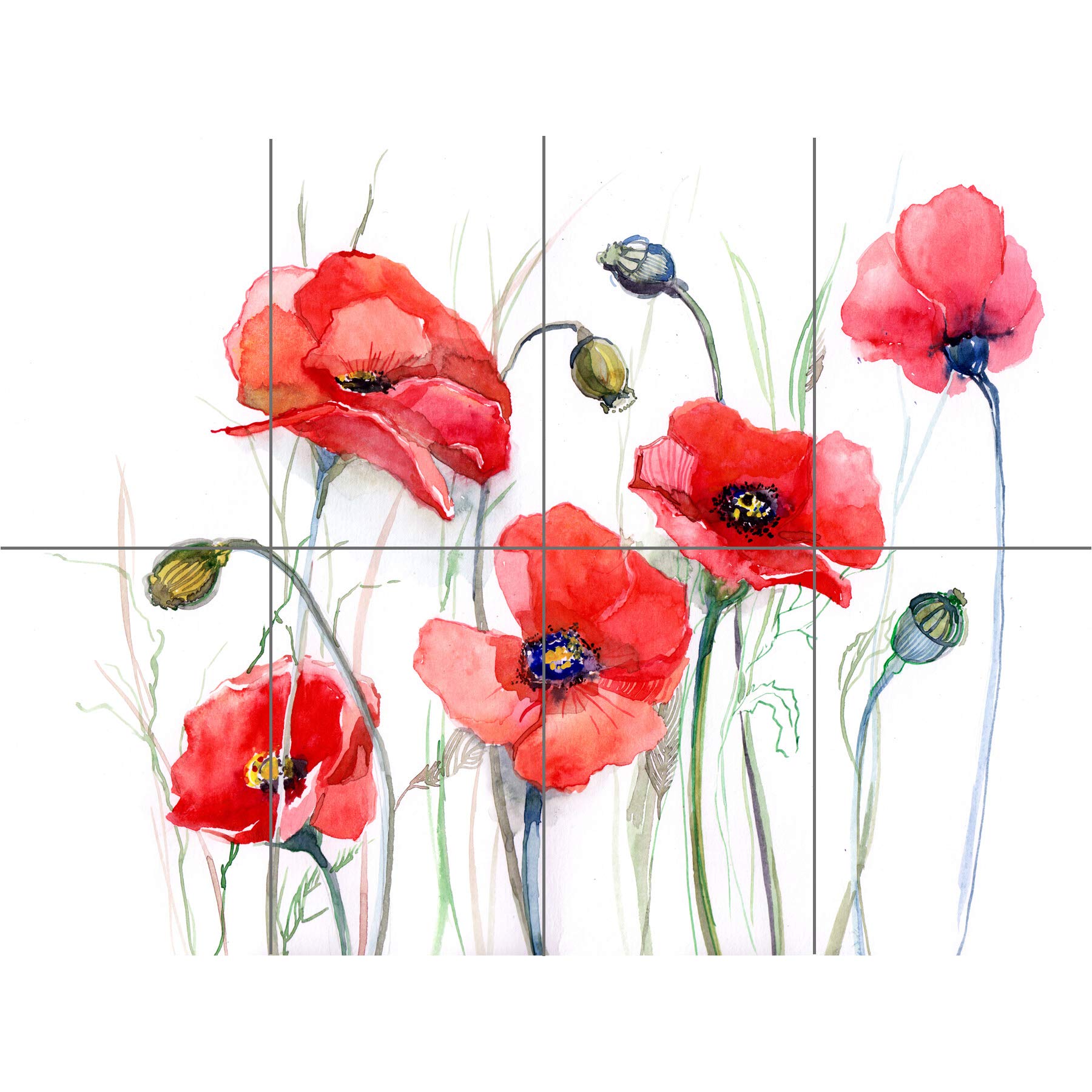 Artery8 Flowers Painting Of Poppies XL Giant Panel Poster (8 Sections)