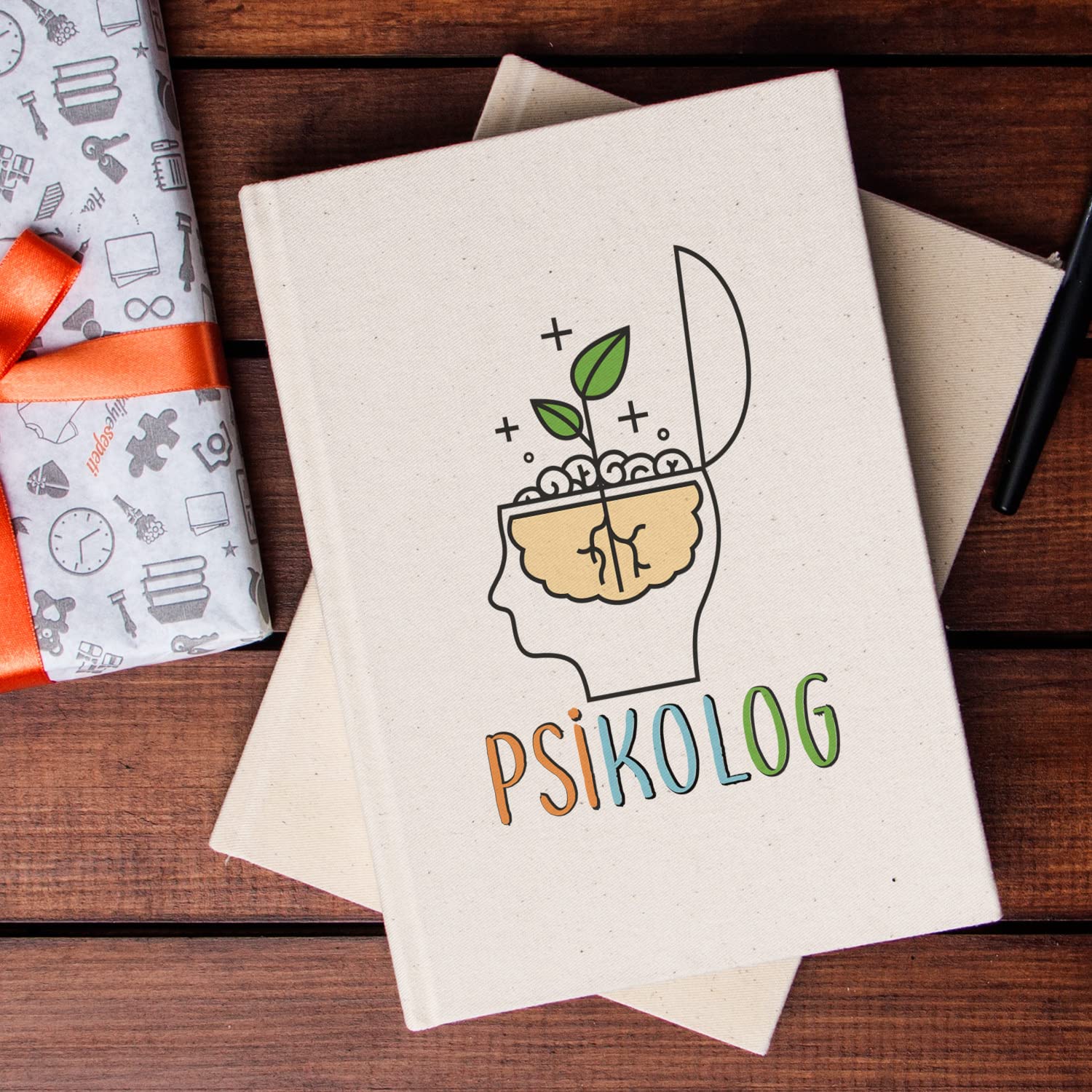 Hediyesepeti Psikoloğa Hediye Kanvas Defter 100 Yaprak Çizgisiz