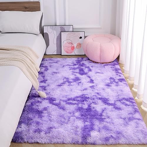 Miniatura 2 de AROGAN Alfombras suaves de arco iris para habitación de niñas, de 5 x 8 pies, esponjosas y esponjosas para dormitorio de niñas, alfombra
