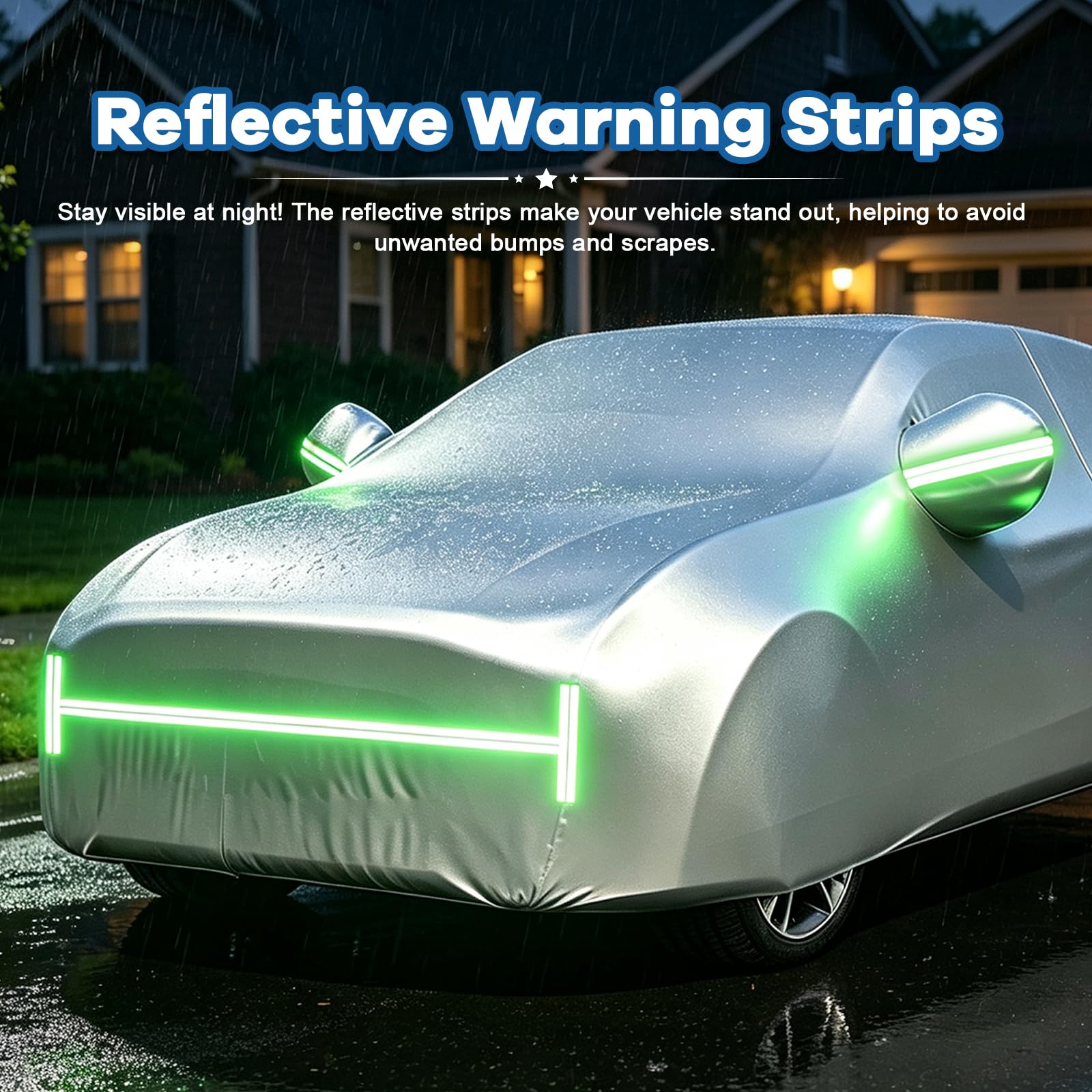 Funda Coche para Opel Zafira B 2005-2014,Funda Impermeable Antisolar, Bandas Reflectantes, Cuerdas Antiviento, Plata-B 662Vd
