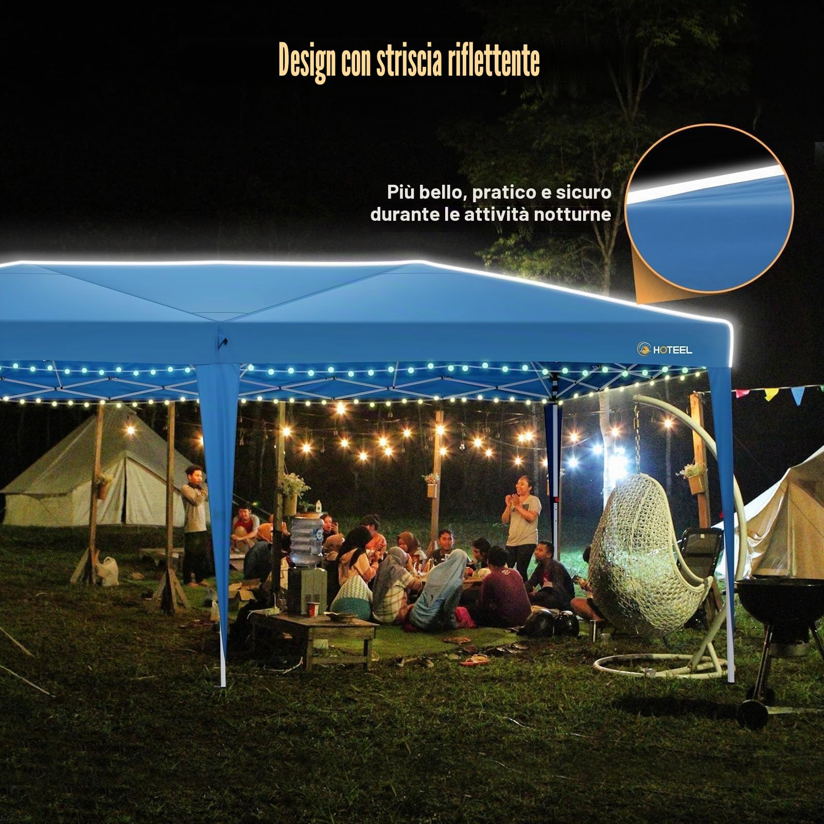 HOTEEL Gazebo 3x6 Pieghevole Impermeabile Con 6 Pareti Gazebo Esterno Resistente Robusto Professionale Richiudibile Per Feste, Matrimoni, Mercato, Con 4 Sacchi Di Sabbia E Borsa Per Il Trasporto