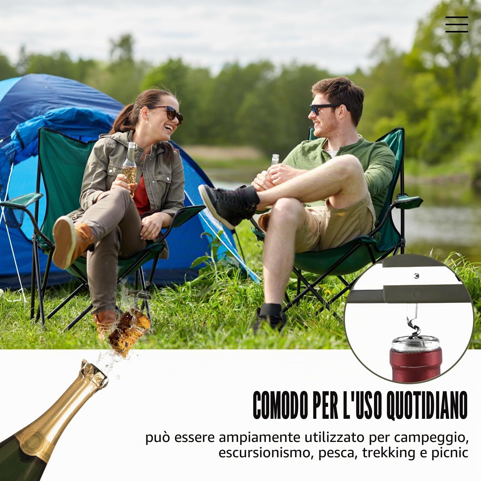 Set di posate pieghevoli 5 in 1, ideale per campeggio e pic-nic