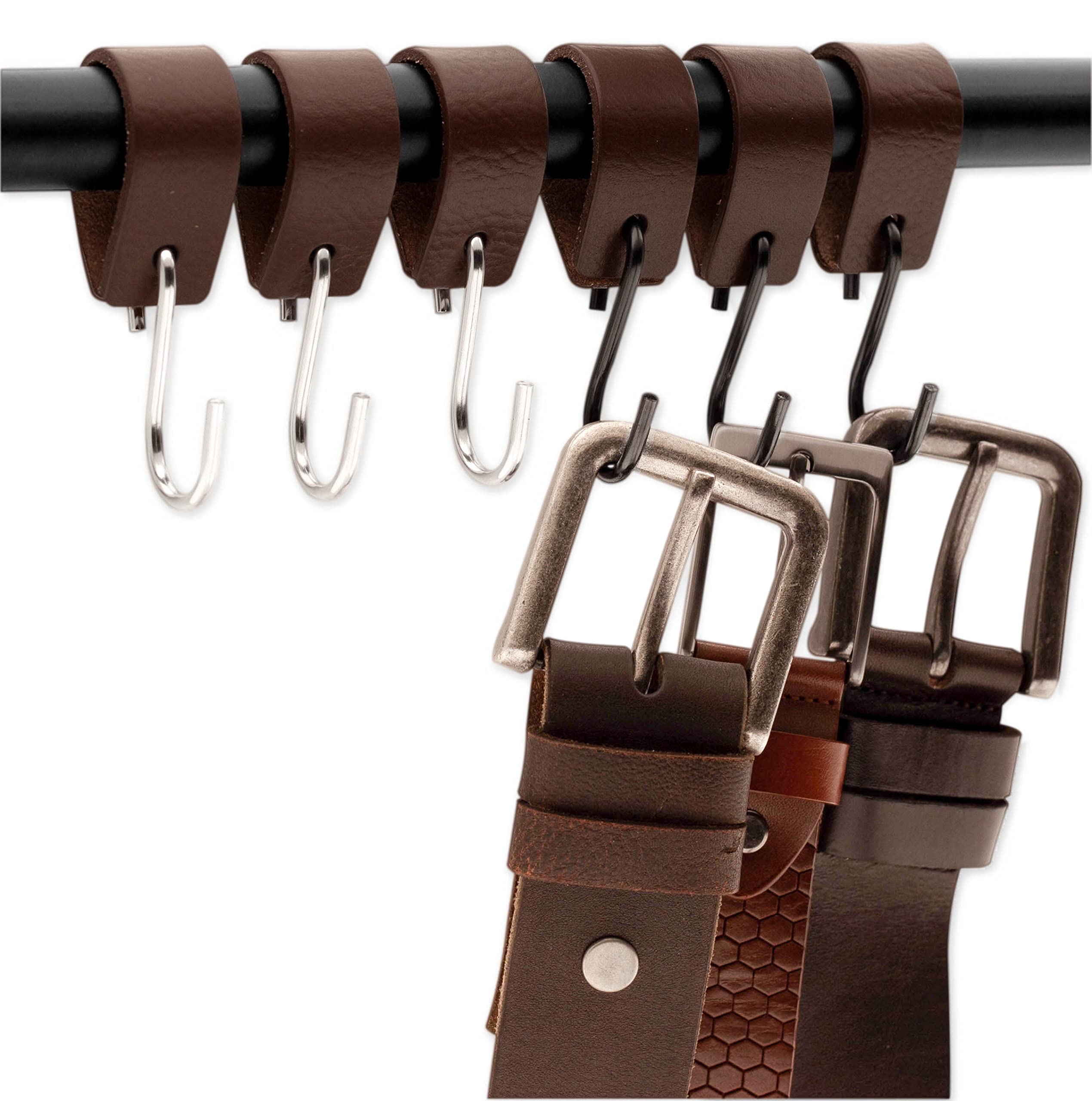 Brute Strength - Multifunctional Leather S-Hooks - Brown - 2 Pieces - S Shaped Hooks - Coat Hook - Leather Hooks - Leather s Hooks - Black s Hooks - Kitchen Hooks