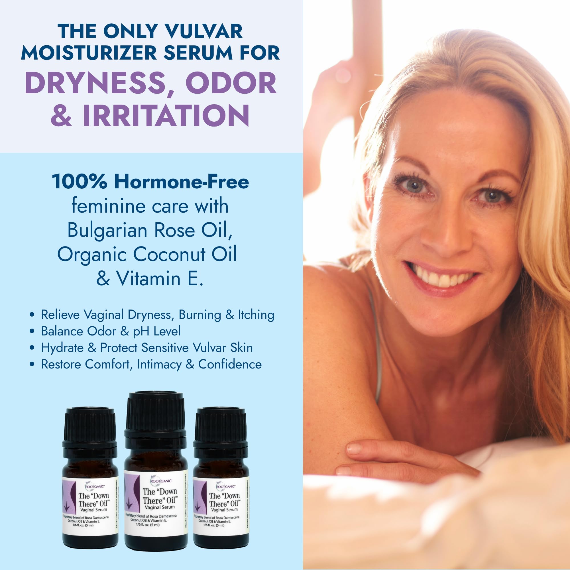Down There Oil - External Intimate V Support for Dryness, Moisturization, Comfort and Confidence - Great for Daily Use - Estrogen-Free Intimate Oil for Feminine Care - 5 ml
