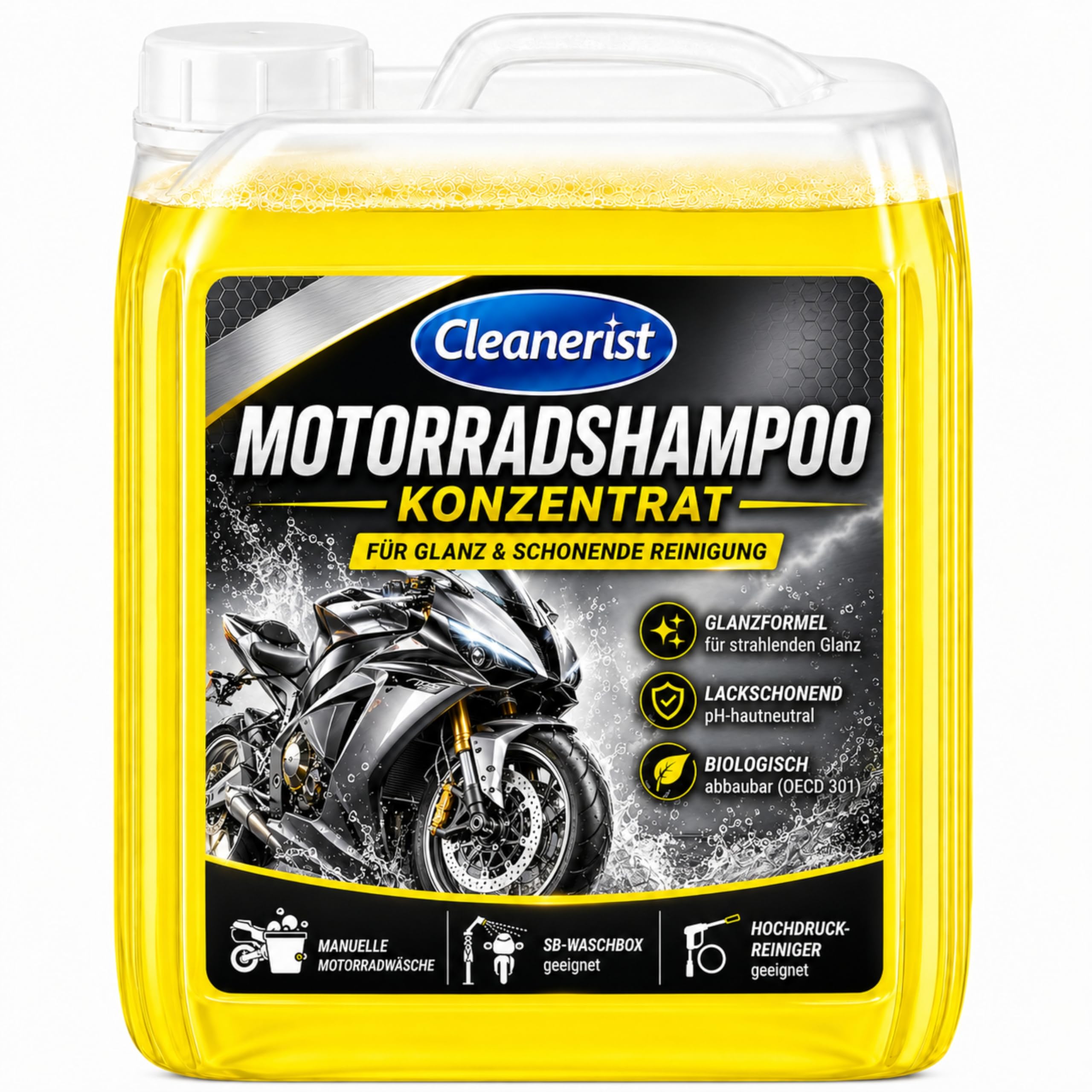 Nettoyant concentré pour moto/quad AP21 5 L | Shampooing pour moto Motocross