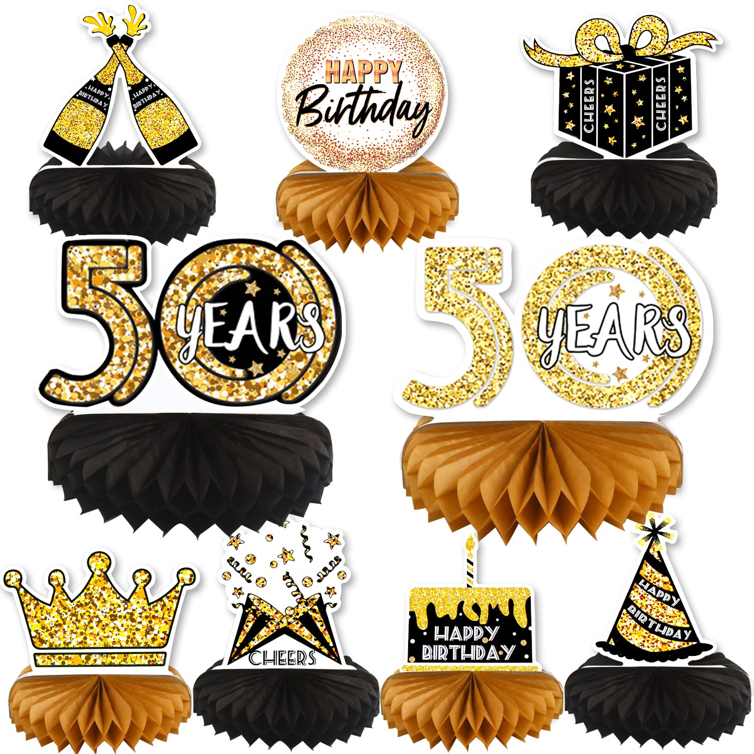 Buy KIMOBER 9PCS 50th Birthday Centerpieces,Black Gold 50