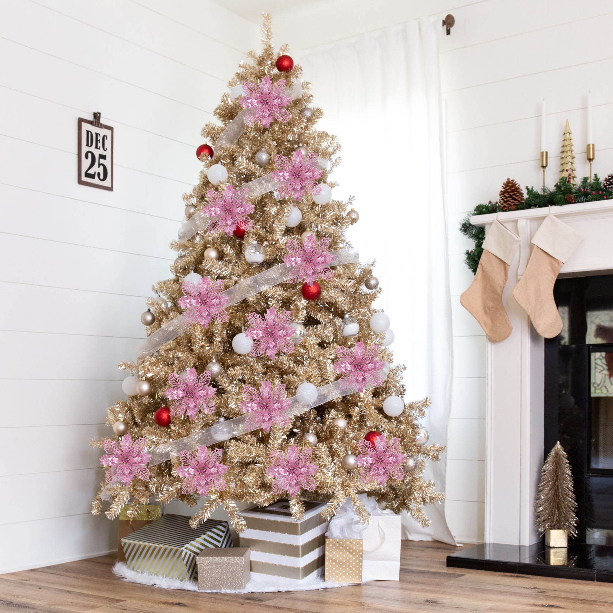 Amazon｜DearHouse クリスマスポインセチアの花 20本入り 造花