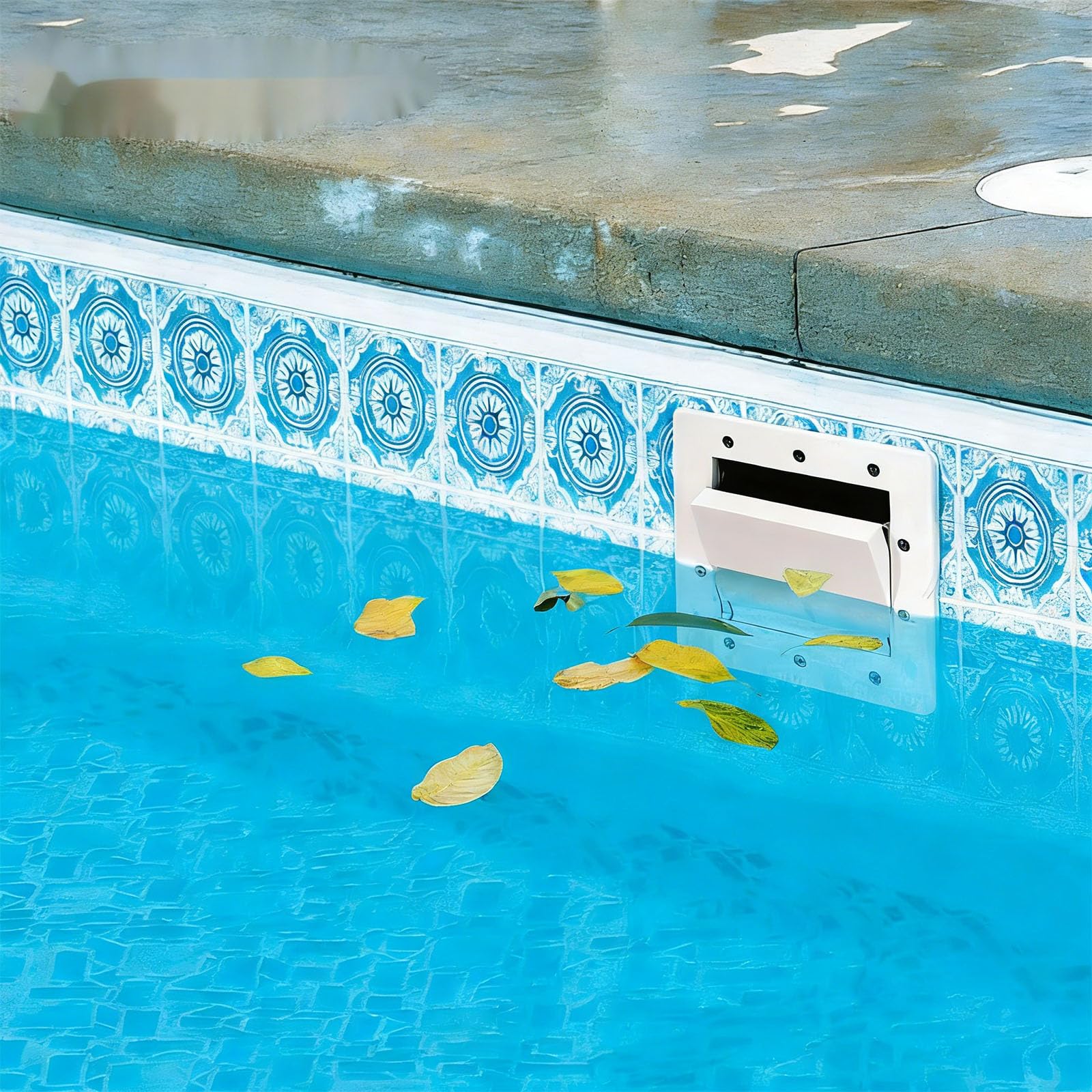 Inground Pool Skimmer Set include viti di guarnizione cestino | Connessione filettata da 1-1/2 pollici, skimmer per piscina resistente, struttura ABS, parti di installazione complete