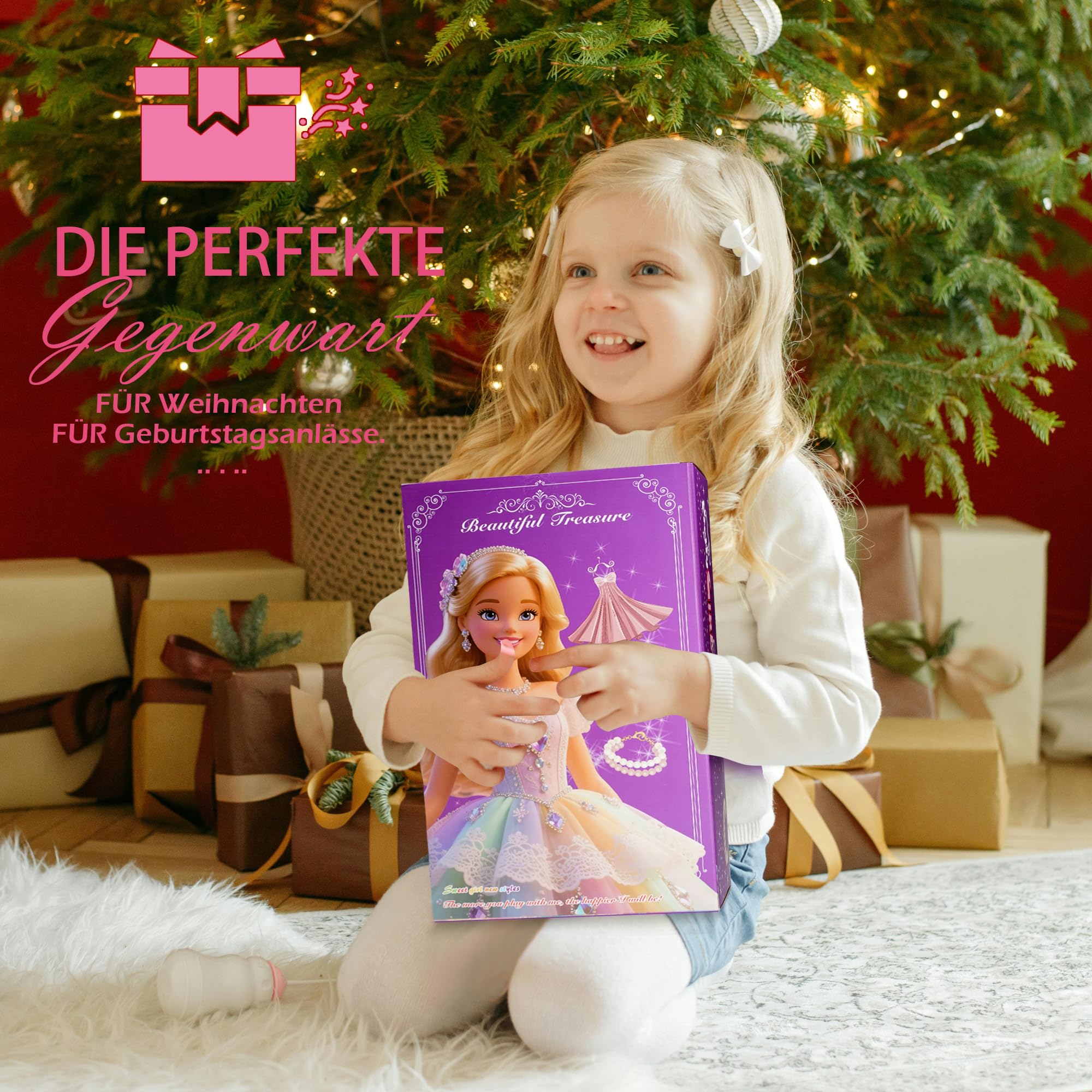 Sidola Doll Closet Kleidung und Accessoires - 135-teilig mit Stauraum für Puppen, Kleiderschrank-Set, Prinzessinnen-Fashion-Pack mit Brautkleid/Dress/Highheels/Kleidung