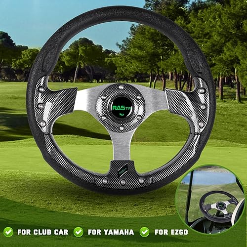 Vista 72 de RASTP Volante de carrito de golf de 12.6 pulgadas/12.598 in para Club Car DS y Club Car Precedent EZGO Yamaha Carritos de golf, rojo Estilo B- Rojo