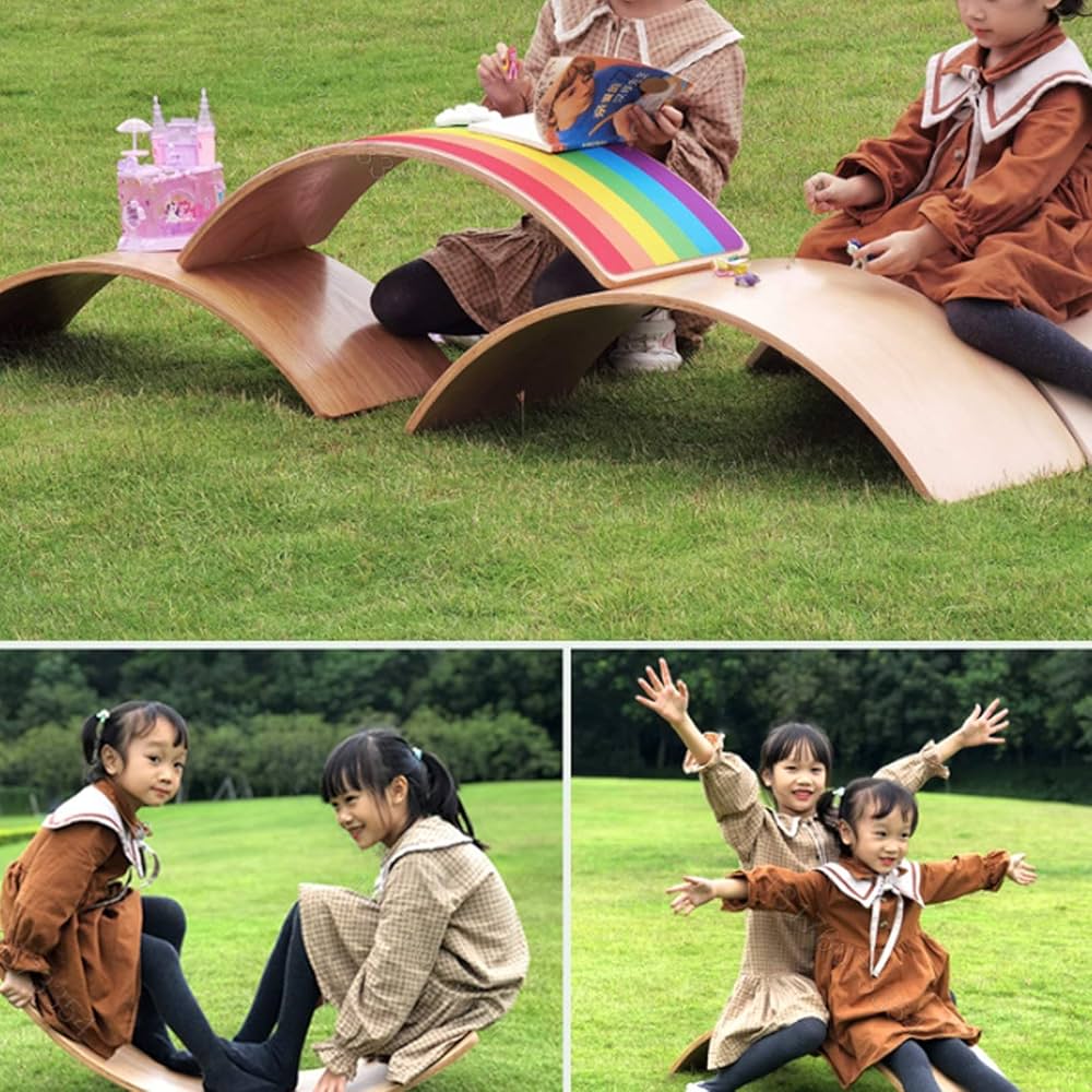 Amazon | レインボーバランスボードウッドトイウォブルバランス