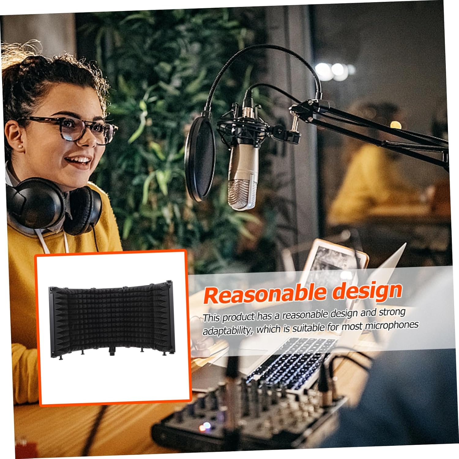 GALPADA 1Set Practical Foldable Abs Microphone Windshield Noise Reduction Cover for Desktop Floor Stands Denoise Protection Against Wind Saliva Dust Impurities