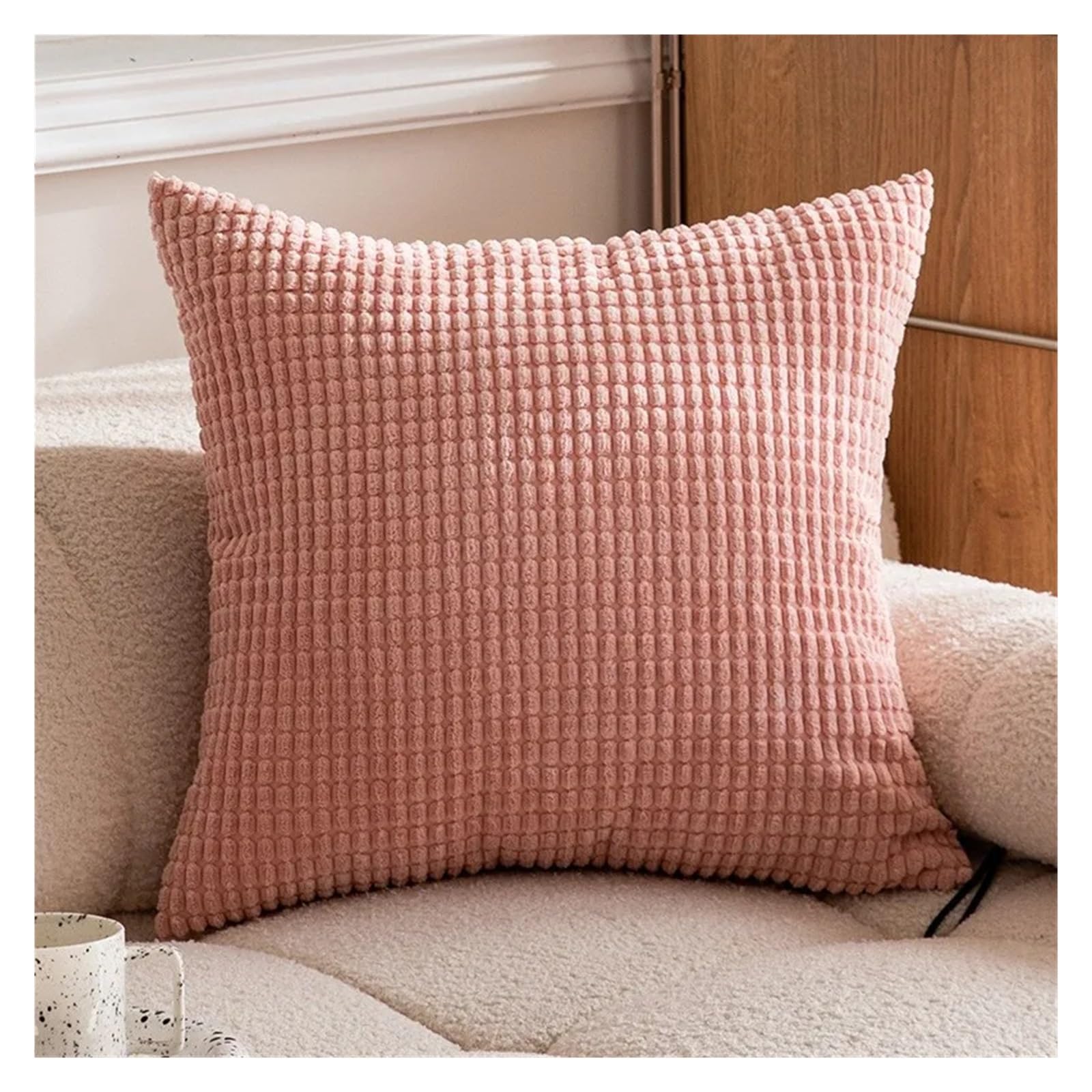 SHBHWS Plush Pillowcase 45/50/55/60/66cm Cushion Cover For Home Living Room Sofa Decoration For Living Room Sofa(SKIN PINK,60x60cm)