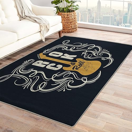 Alfombra de área Rock and Roll de 3 x 5 pies para dormitorio sala de estar alfombra musical para decoración de habitación de niños alfombras
