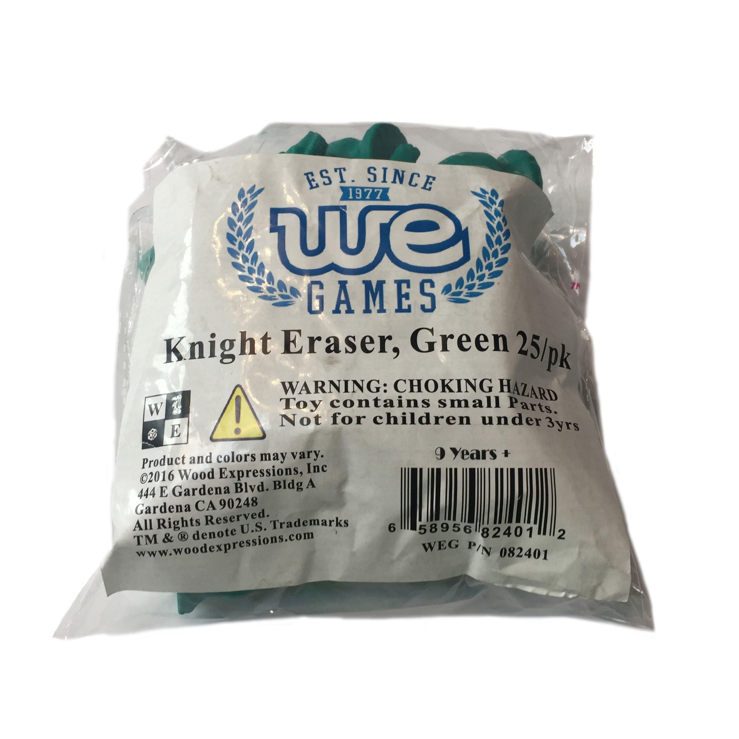 WE Games Green Knight - Gomme da cancellare a scacchi, confezione da 25