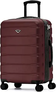 Flight Knight 24x16x10 Expandable Hardside Carry-On Suitcase with TSA Lock and USB-C, Burgundy