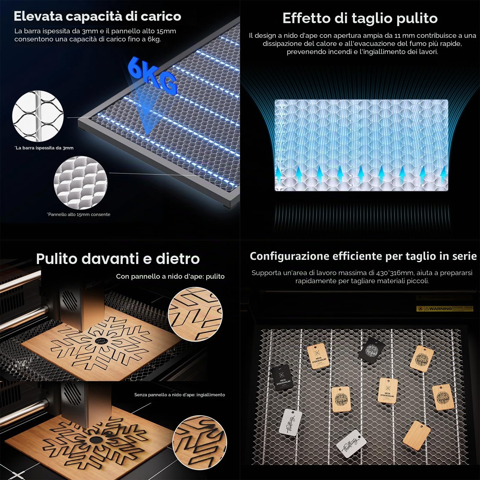 Creality Falcon A1 Macchina per incisione laser 10 W con tavolo a nido d'ape 460 x 346 mm, rilevamento automatico del materiale, incisore e taglierina laser da 600 mm/s, posizionamento telecamera HD