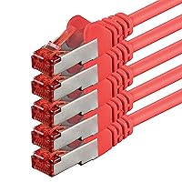 1aTTack.de 5x 5 m - Cavo patch di rete Cat 6 Cat6 RJ45 SFTP - rosso