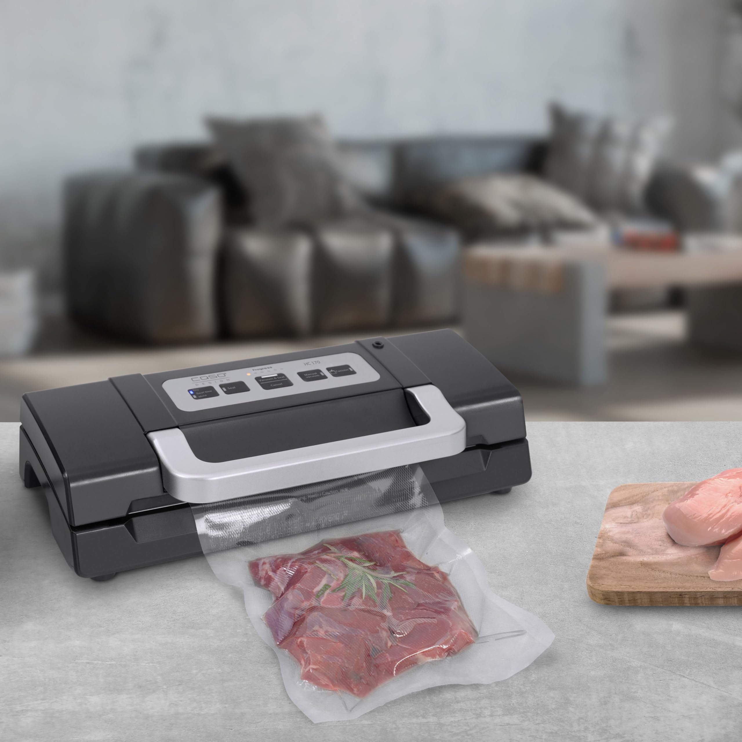 CASO HC170 - Envasadora al vacío doméstica - Potente capacidad de vacío de 9 L/min - costura de soldadura de 2,5mm, muy gruesa y resistente - Maquina al Vacio de Alimentos - negro