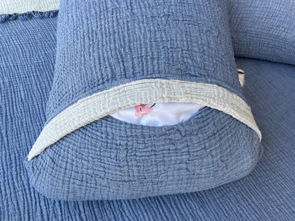 SUSSEXHOME Soft 100% Turkish Cotton Muslin Bed Shams, Indigo Blue, 20 x 35 inches, King Size 2 Pieces Shams