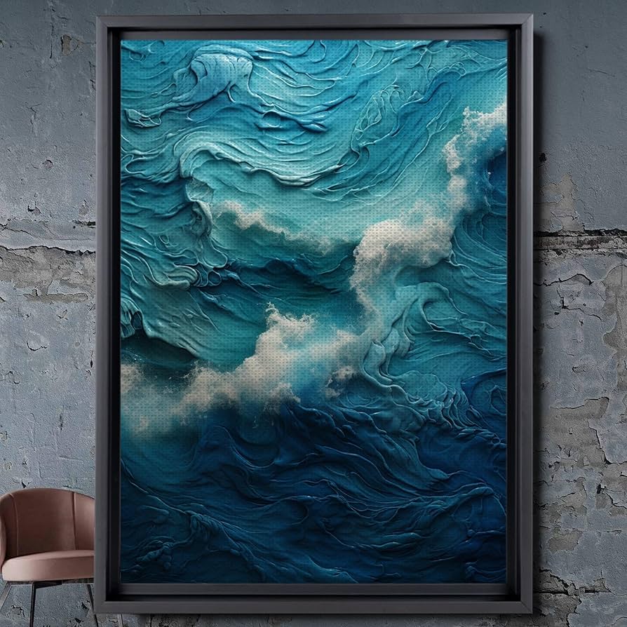 Amazon.com: Large ocean wave resin framed wall art, Seaside