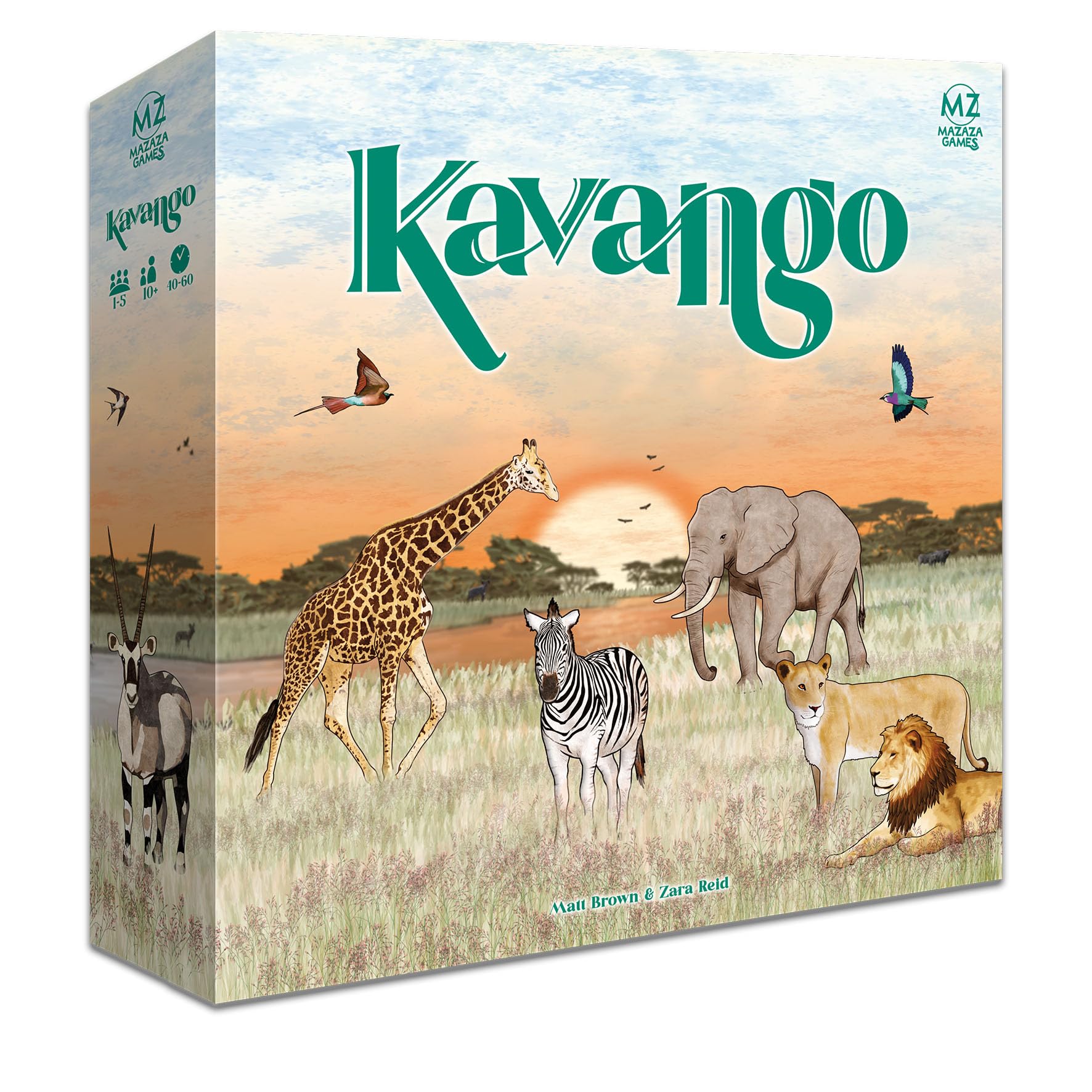 Asmodee, KAVANGO, Mazaza Games, ekspercka gra strategiczna, stwórz swój rezerwat przyrody w Afryce, od 10 lat, od 1 do 5 graczy, 40-60 min, wersja francuska
