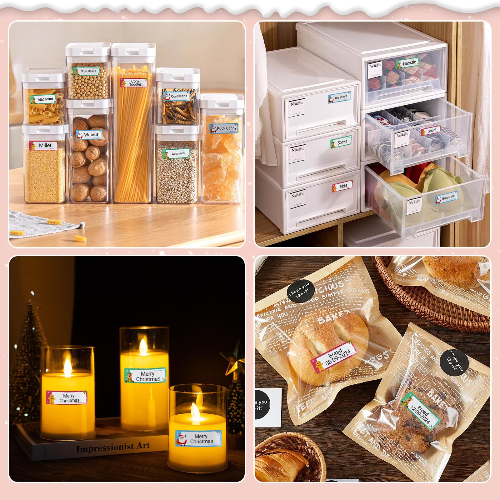 ORGBRO X1 Label Maker With 4 Pattern Rolls - Portable Thermal Printer For Home & Office Organization