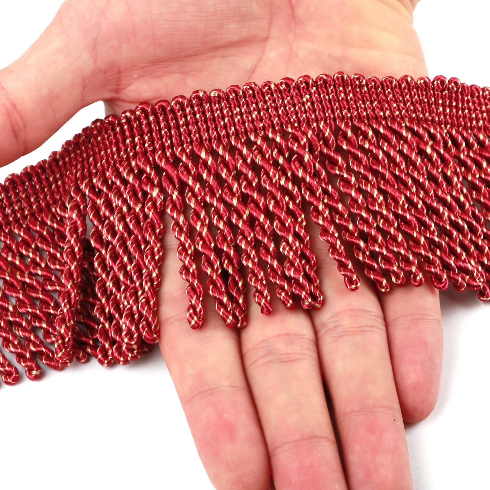 Fenghuangwu Curtain Fringes Bullion Fringe Trim 5/10 Yard x 2.5 Inches Fabric Trims Sewing DIY Decoration for Curtain Sofa Clothes (Mix red, 10 Yard)