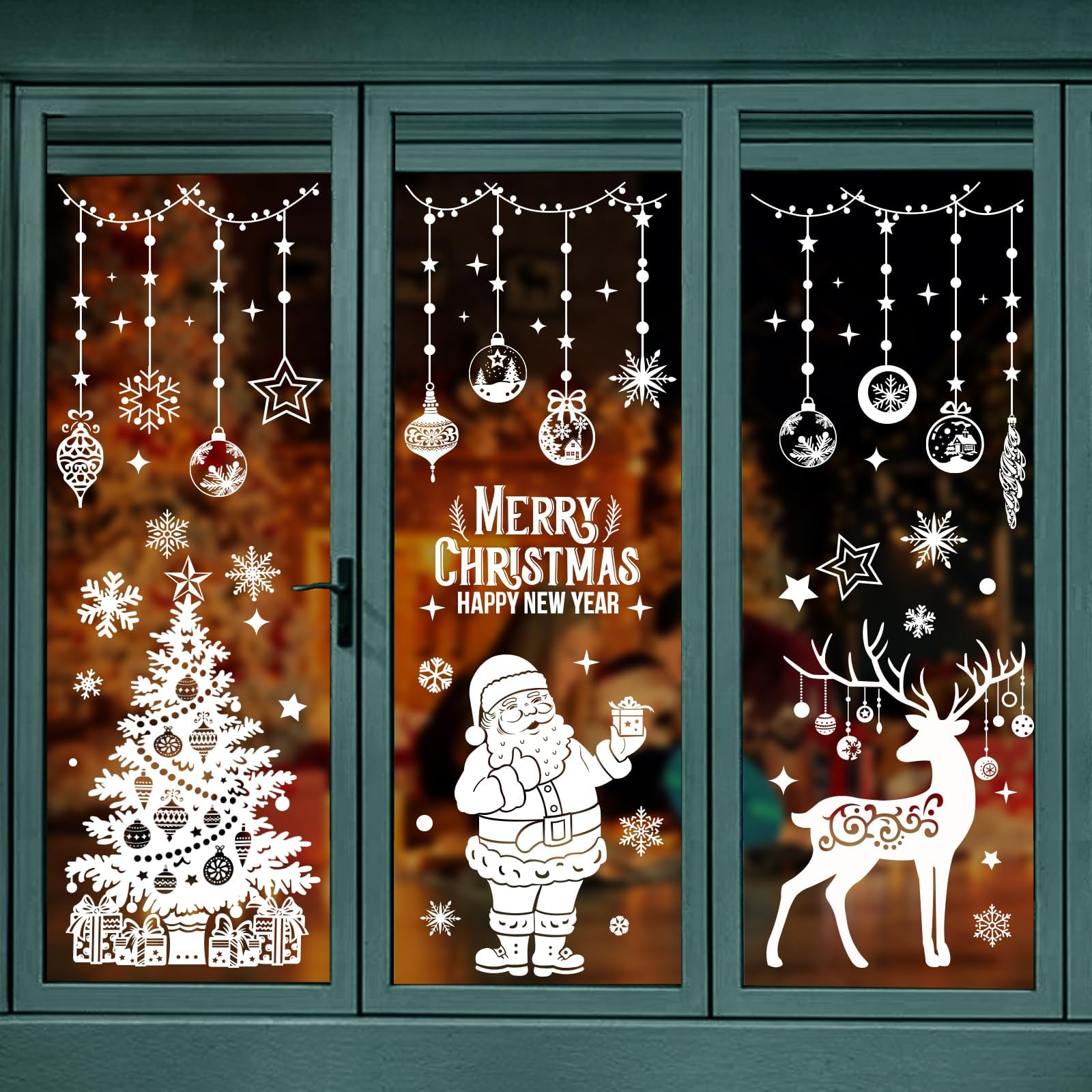 VEYLIN Christmas Window Stickers, 6 Sheet Peeping Santa & Rudolph