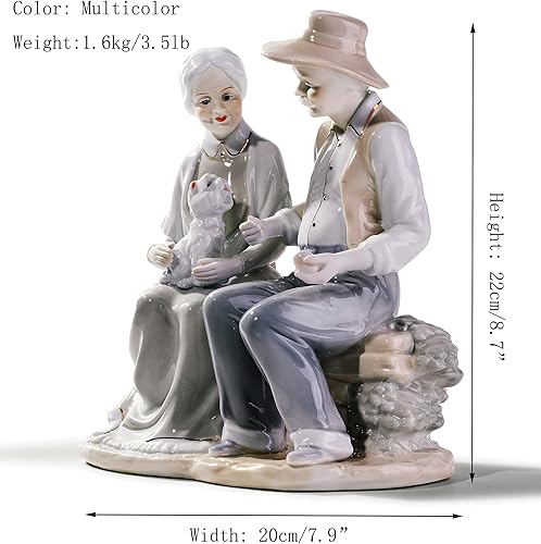 Miniatura 9 de MTME Figuras de porcelana, para tener una conversación en un banco, recuerdos, regalo de anuario, decoración para el hogar.