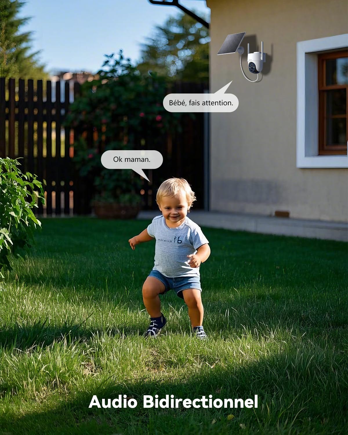 COCOCAM 4K 8MP Camera Surveillance WiFi Exterieure sans Fil Solaire | à Panneau Solaire 6W, Vision Nocturne Couleur 4K, Reconnaissance par IA, Détection Humaine PIR, 355°P 90°T