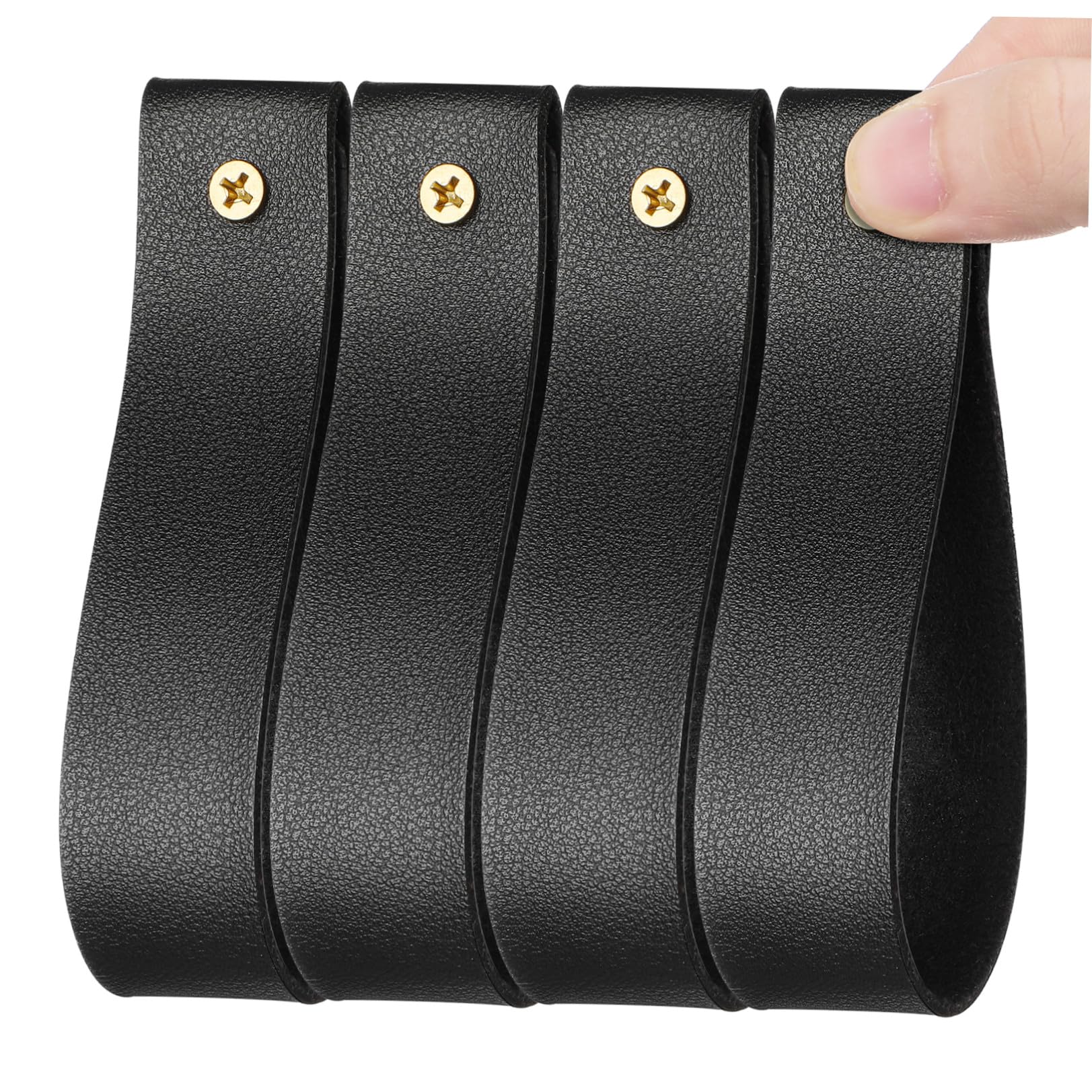 Artibetter 4 Pezzi Supporto Bastone Tende da Muro in Cuoio Nero Stile