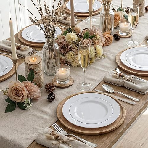 Miniatura 6 de KIRE 120 platos de plástico blanco  Platos desechables blancos resistentes para fiestasbodas  Incluye 60 platos llanos de 10.25 pulgadas  60 platos