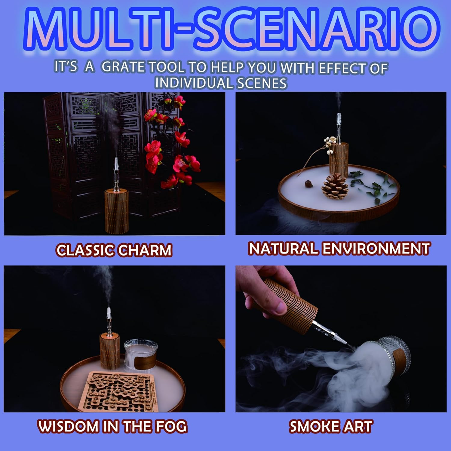 Mini Handheld Fog Machine, Wireless -Controlled Smoke Machine for Filming Battery Powered, Shooting Videos, Outdoor Activities,Effects, Cosplay, and Airflow Testing (Long orbicular)
