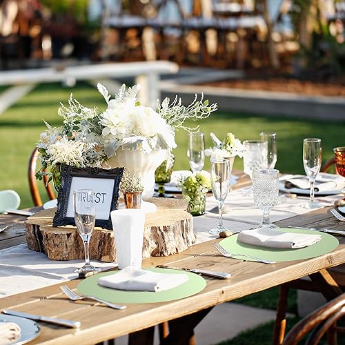 Miniatura 5 de KesaPlan 100 manteles individuales color verde salvia, manteles individuales redondos desechables de 13 pulgadas para mesa de comedor, tapete de