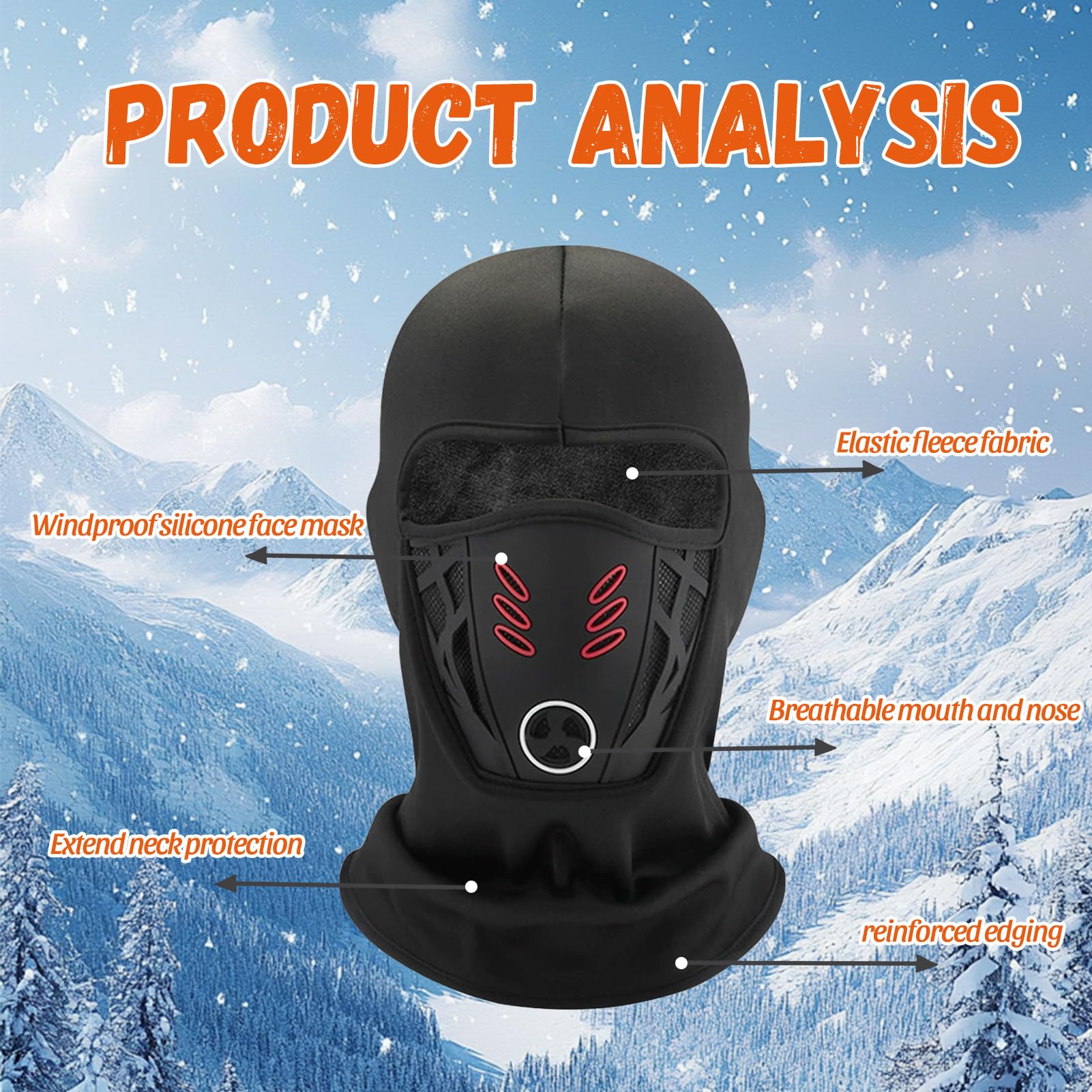 Men's Winter Rider Warm and Anti Haze Face Mask, Windproof and Warm Full Face Mask, 3D Design Breathable Black — view 3