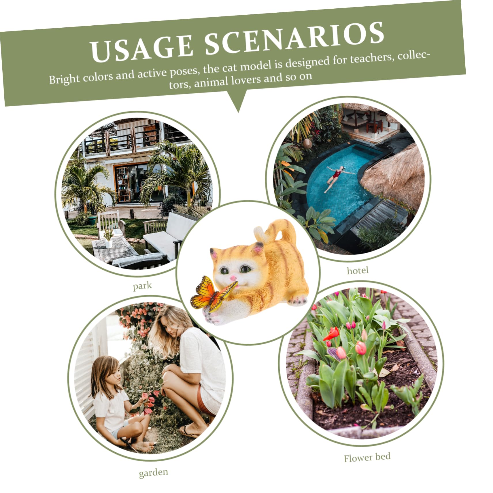 Realistische Katzenornament aus Kunstharz mit Gelber Farbe und Einzigartiger Form Raumdekoration für Garten und Sammler Lebensechte Katzenfigur für Outdoor Bereich