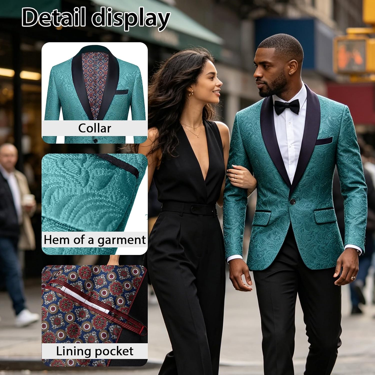 Men's Paisley Jacquard Tuxedo Blazer with Shawl Lapel for Weddings
