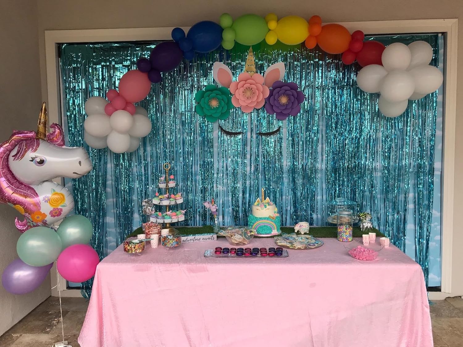 Blukey 2pcs 3.1ft x 8.2ft Black Metallic Tinsel Foil Fringe Curtain: Toys & Games