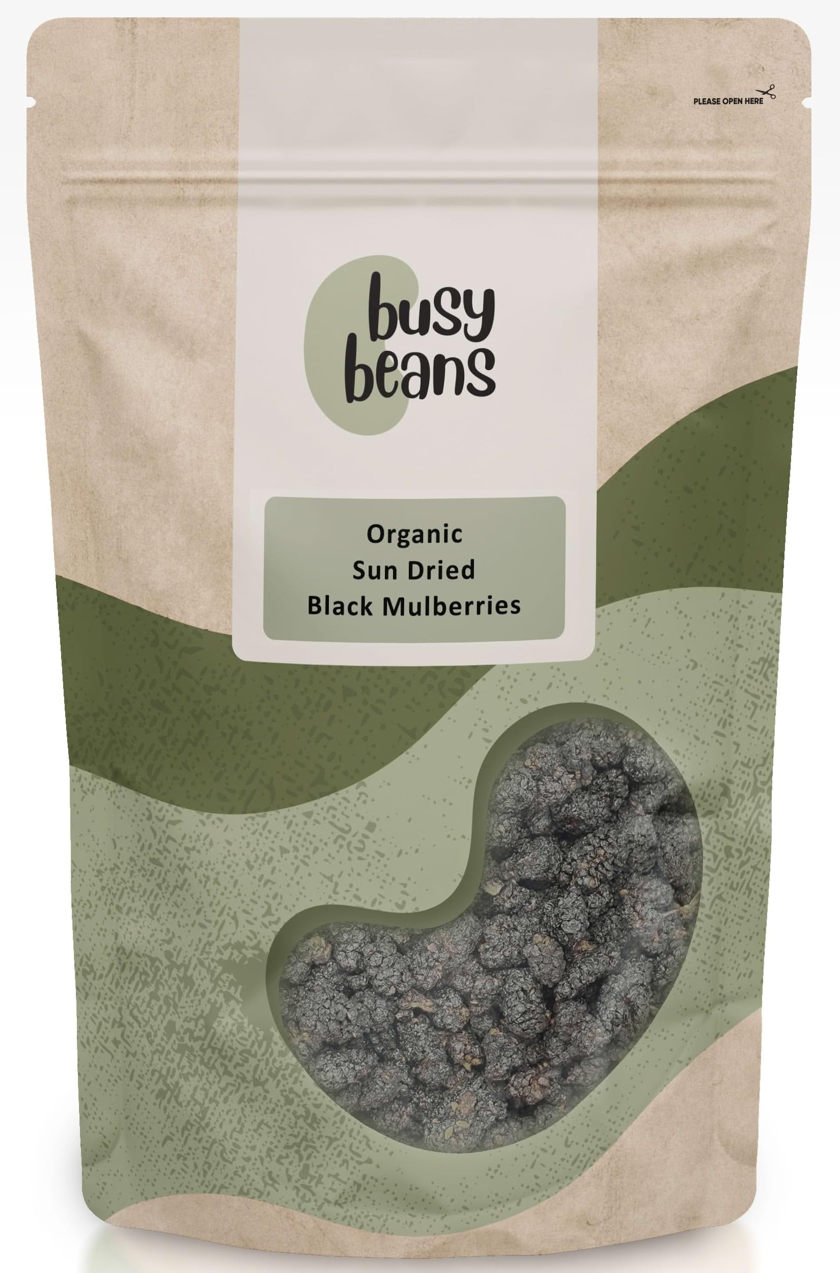 Organic Sun Dried Black Mulberries - Certified Organic - by Busy Beans Organic (1kg)