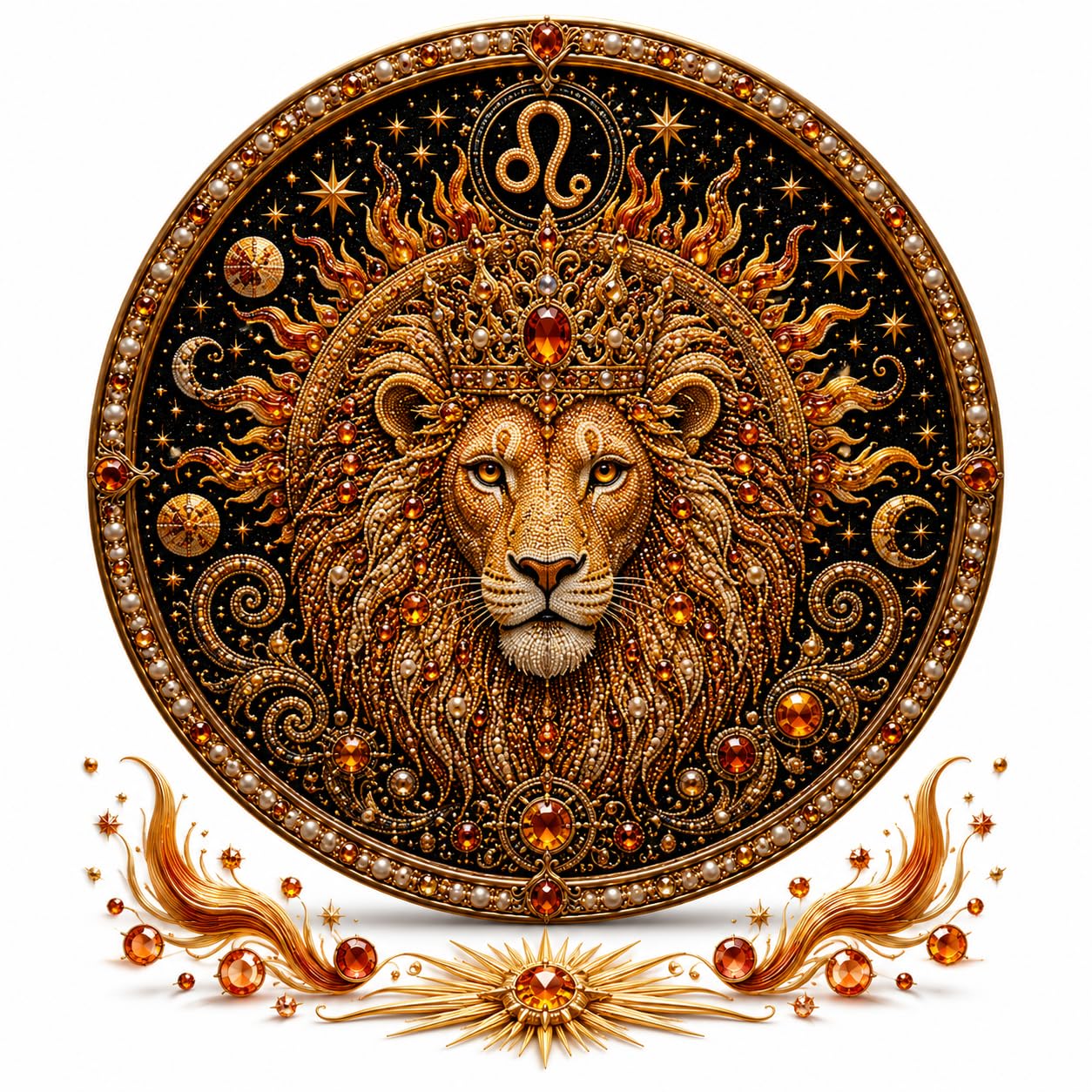 12 Zodiac Signs Pearl Art Kit, Luxury Flocked Canvas (F 1PC)