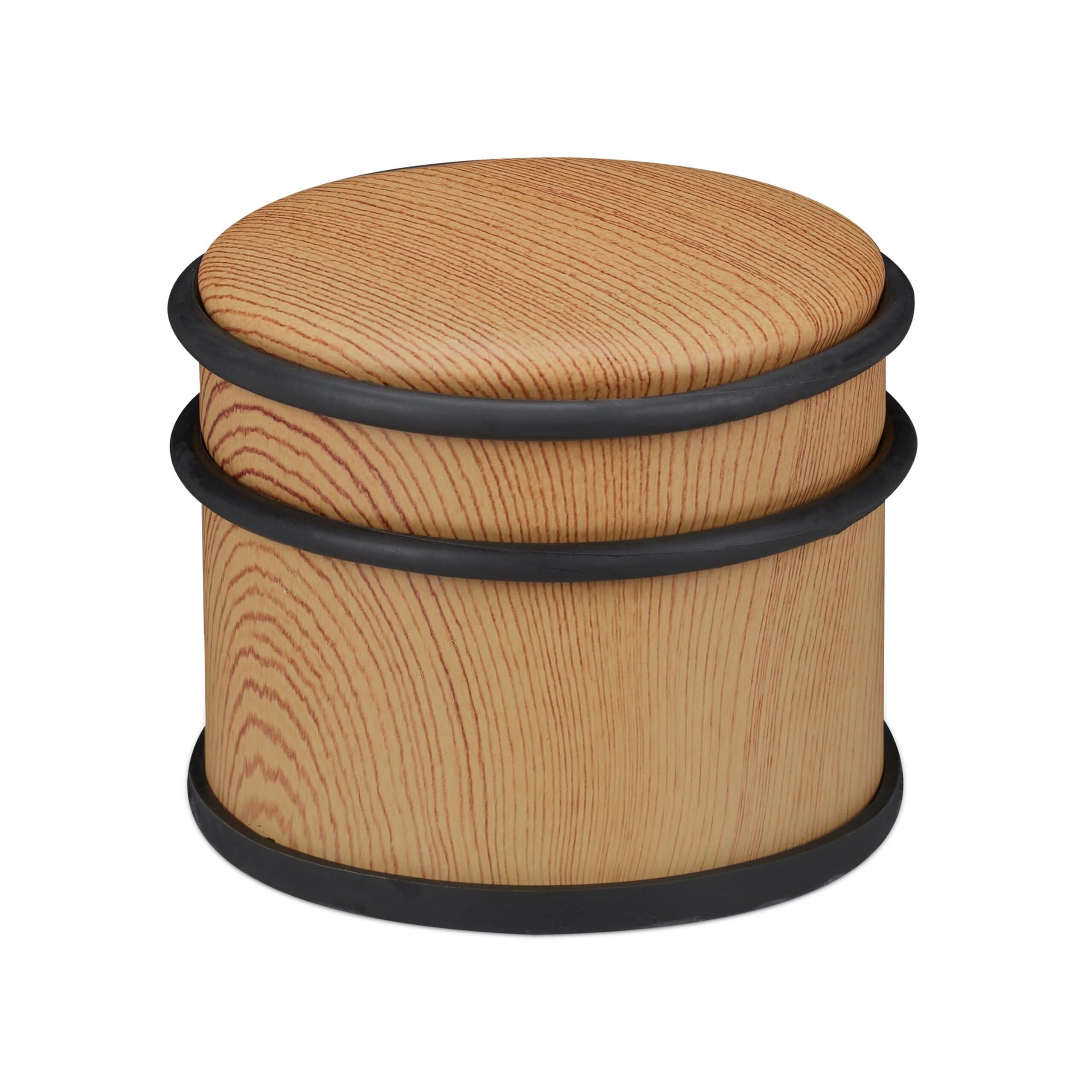 Relaxdays stoper do drzwi, blokada drzwiowa o wyglądzie drewna, gumowe zabezpieczenia, do drzwi, ∅ 9,5 cm, brązowy
