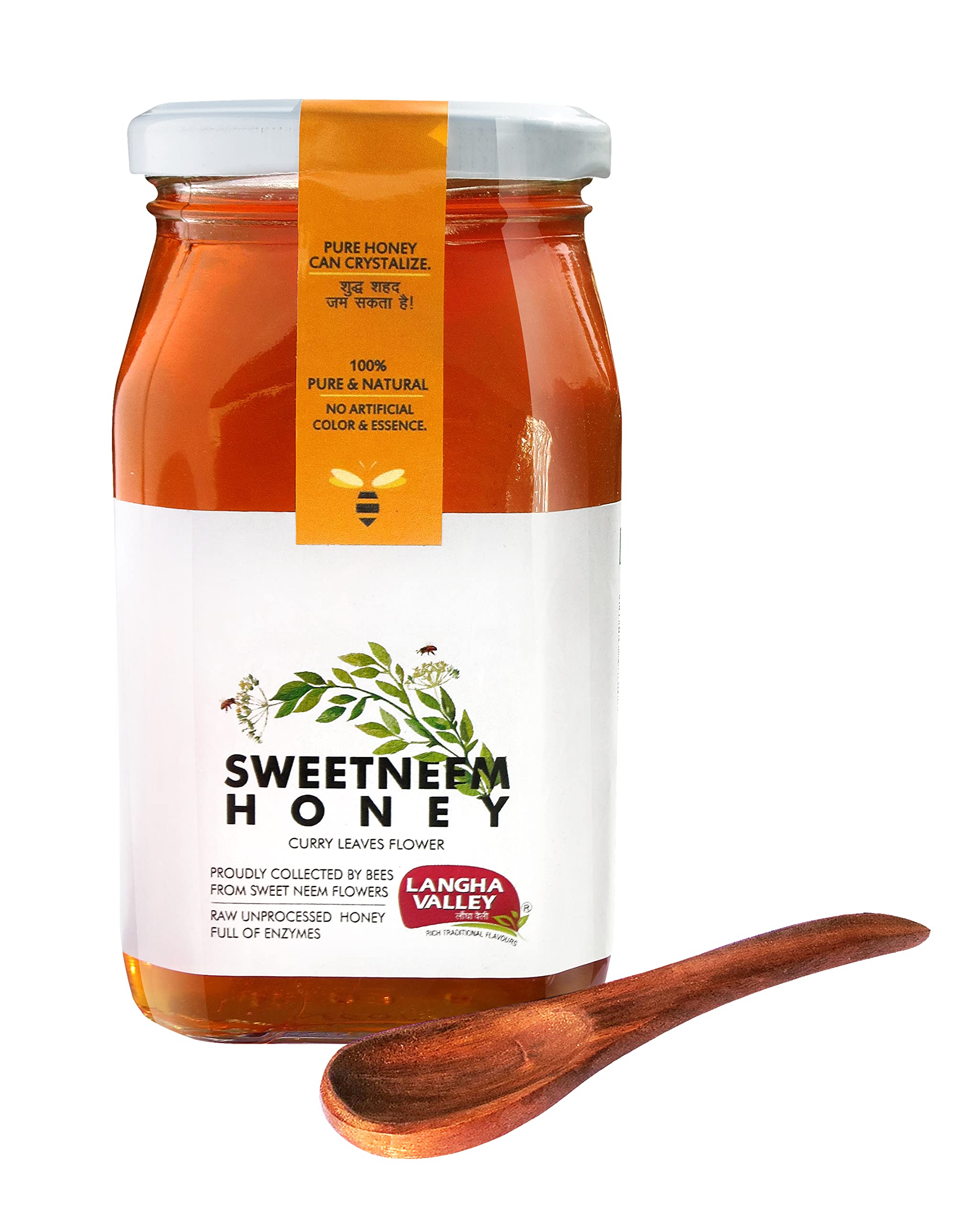 LANGHA VALLEY Pure Raw Honey, 100% Natural, Unprcocessed and Unheated, Immnity Booster, No Artificial Color and Sugar, Glass Jar - 500g (Sweet Neem Honey) (B09WYPMTGH) Amazon Price History, Amazon Price Tracker