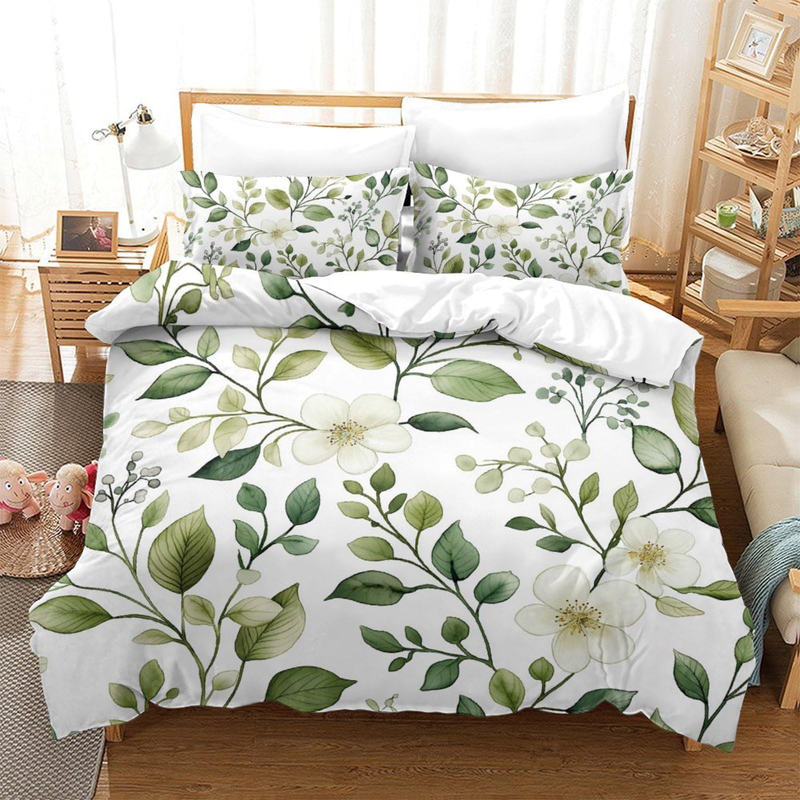 Parure de lit ultra douce 260x220 en microfibre respirante motif floral 3D